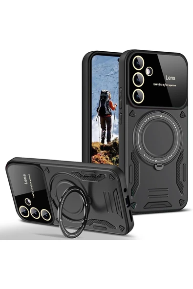 Zipax Samsung Galaxy S25 Kamera Korumalı Lensli Magesafe Standlı Azn-JoyLens
