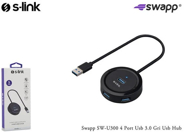 S-link Swapp SW-U300 4 Port Usb 3.0 Gri Usb Hub - 2