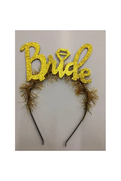 Altın Renk Bekarlığa Veda İtalik Yazı Alyanslı Bride Taç
