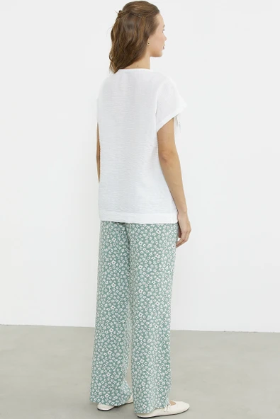 Çiçek Desen Kombinli İkili Takım - Yeşil - Resim 6