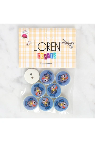 Loren Crafts 8'li Balık Düğme - 1180