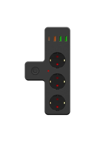 ® Termal Akım Korumalı 3 Adet Soket,3 Adet Usb Ve 1 Adet Type-c Girişli 20w Priz Model 3397