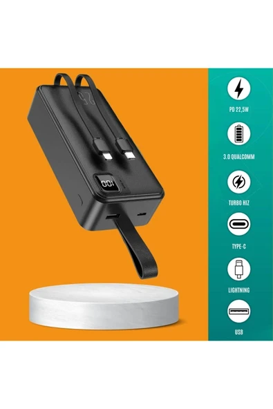 Buffer® 30000 Mah 22,5w Süper Hızlı Lightning Ve Tyype C Powerbank