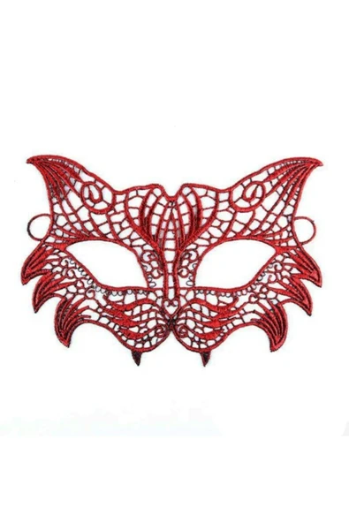 Kırmızı Dantel Masquerade Maskesi 8 No
