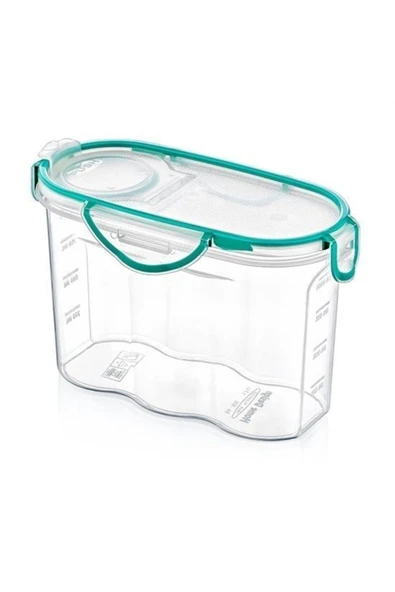 BUFFER® Kilitli Kapaklı Contalı Hava,Su Sıvı Geçirmez 1,2 Litre Erzak Saklama Kabı-SA580