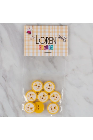 Loren Crafts sarı 8 li balık düğme - 579