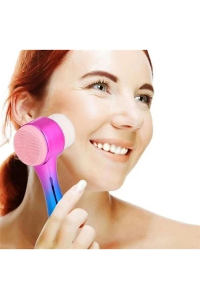 BUFFER® Çift İşlevli Renkli Cilt Yüz Temizleme Fırçası Peeling Masaj Etkili Gözenek Temizleyici Alet