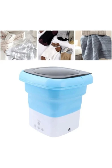 Katlanabilir Mini Çamaşır Makinesi Mavi
