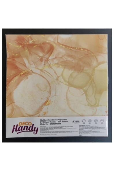 Decohandy 30x30 Cm Pvc Duvar Karosu 4'Lü Paket - Sarı Mermer