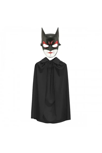 Batman Maskesi Catwoman ve Batman Pelerini Siyah Set