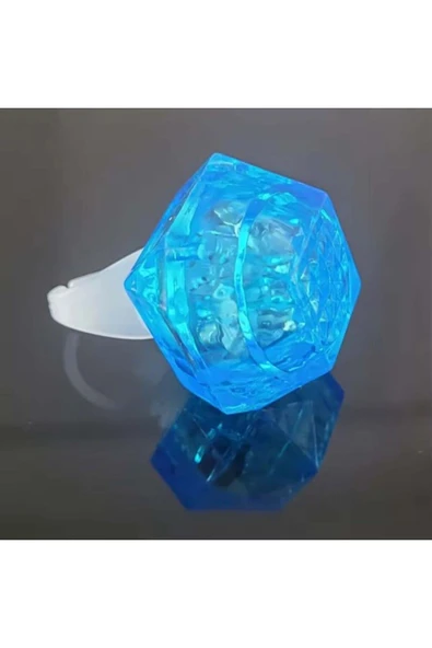 Kristal Tasarımlı Led Işıklı Mavi Yüzük