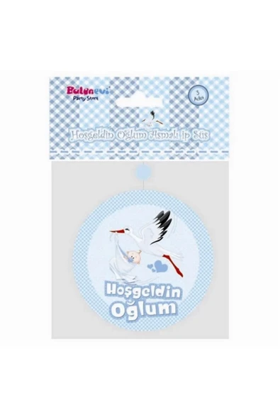 Hoşgeldin Oğlum Yazılı Baby Shower Süs 3 Adet