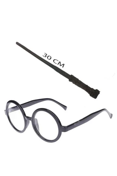 Harry Potter Asası ve Siyah Çerçeveli Gözlük Seti