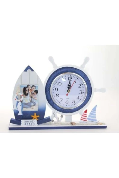 Ahşap Marin Dümenli Çerçeveli Saat Model 1