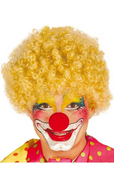 Sarı Renk Kıvırcık Afro Palyaço Seti