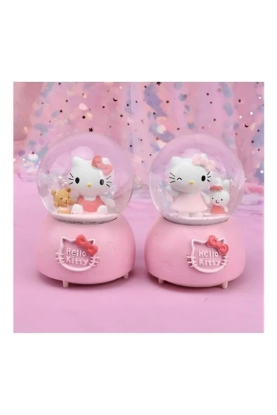 Hello Kitty Işıklı Müzikli Kar Küresi Orta Boy Model 1