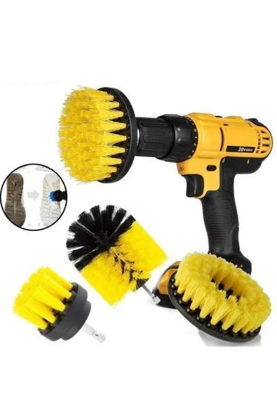 Buffer® 3lü Matkap Ucu Banyo Küvet Duşakabin Araba Tekerliği Koltuk Yıkama Temizleme Fırçası Seti
