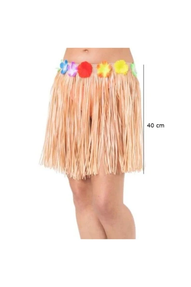 Saman Renk Püsküllü Hawaii Luau Hula Etek