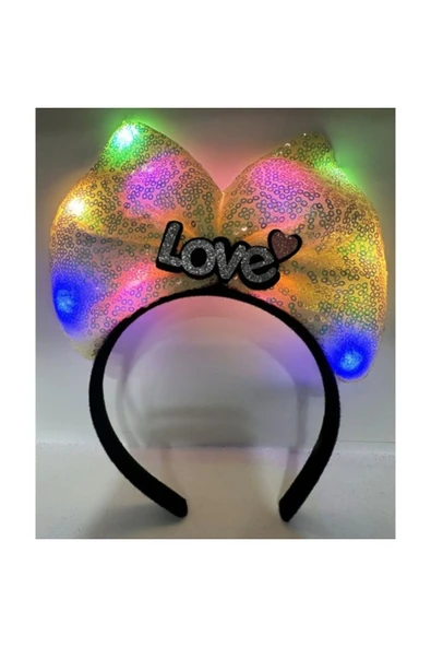 Led Işıklı Love Yazılı Fiyonk Taç