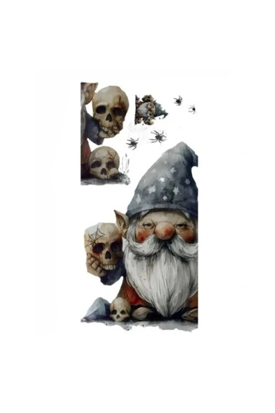 Gotik Cüce ve Kafatası Duvar Sticker Seti