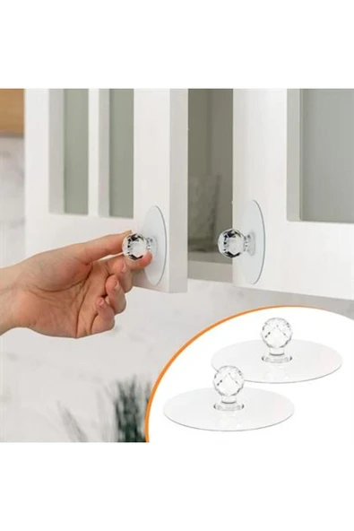 Ürün Gezgini® 2 Adet Kristal Kendiliğinden Güçlü Yapışkanlı Kulp Askısı Tutma Kolu