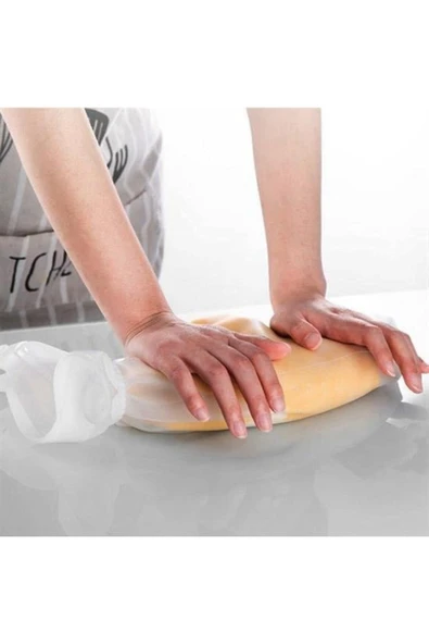 BUFFER® Büyük Hamur Torbası Silikon Şeffaf Hamur Yoğurma Torbası Ekmek Makarna Mantı Hamuru Kolay