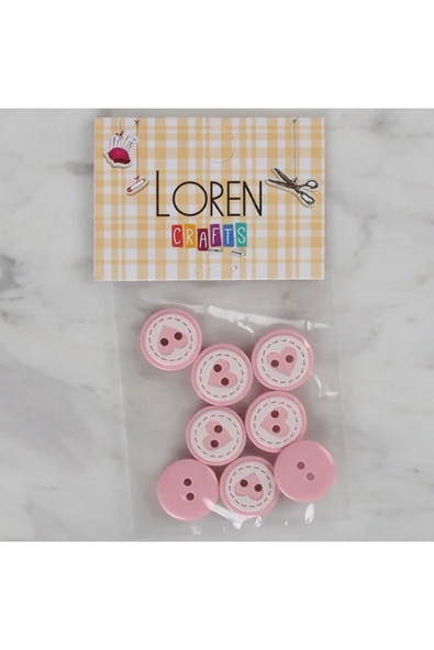 Loren Crafts pembe 8 li kalp düğme - 472