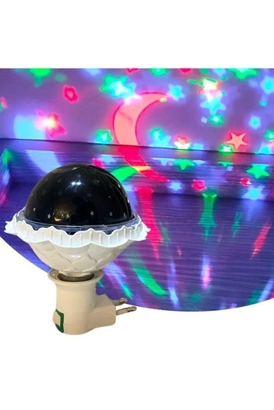 Adshome® Kristal Gökyüzü Modlu Yıldızlı Hareketli 360 Derece Dönen Kristal Led Ampül