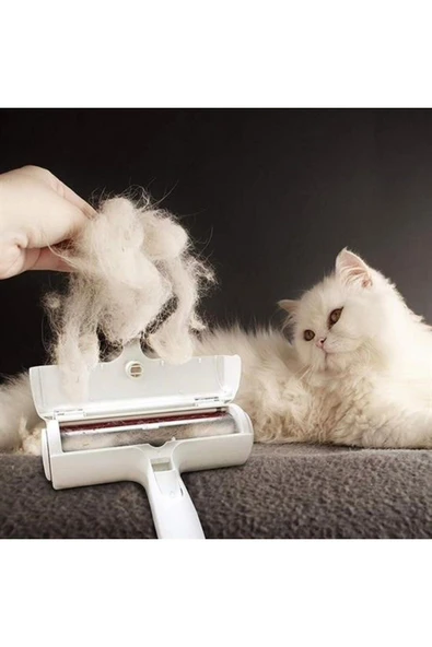 BUFFER® Hazneli Kedi Köpek Evcil Hayvan Kazak Kıyafet Elbise Halı Yatak Tüy Temizleyici Kıl Toz Top