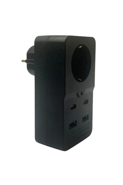 BUFFER® Isıya Dayanıklı Termal Akım Korumalı 1 Priz Girişli 2 USB Girişli 2 TYPE-C Girişli Pirz