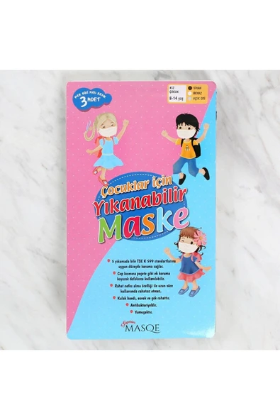 Loren Kız Çocuklar için Yıkanabilir Maske 8 - 14 y