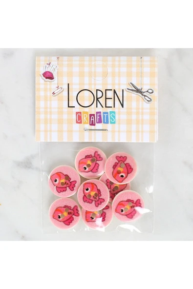 Loren Crafts 8'li Balık Düğme - 1156