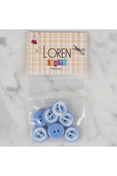 Loren Crafts mavi 8 li ayak izi düğme