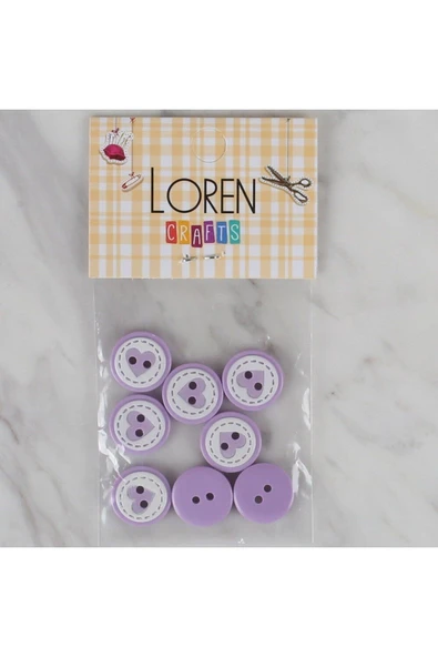 Loren Crafts lila 8 li kalp düğme - 474