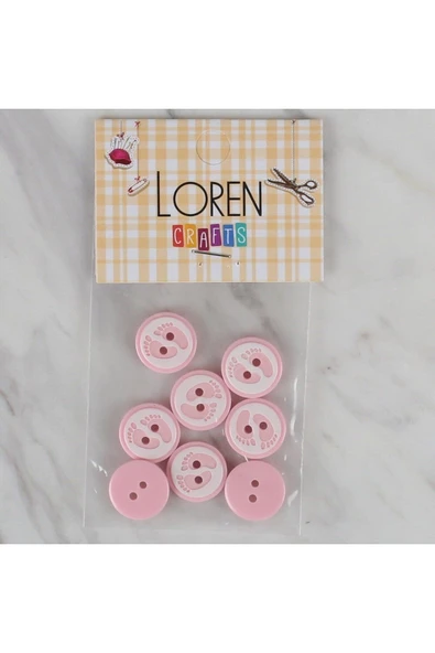 Loren Crafts pembe 8 li ayak izi düğme - 435