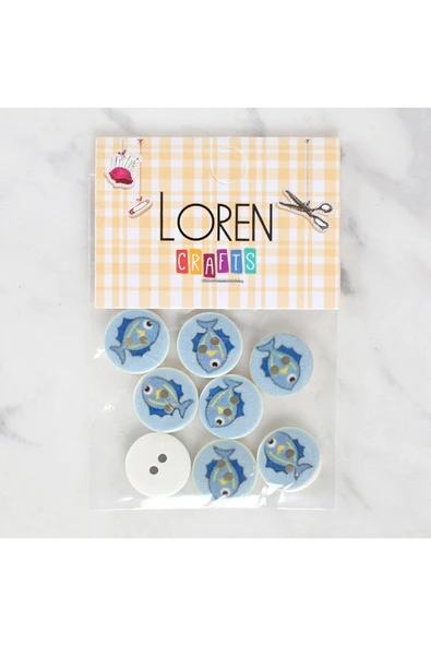 Loren Crafts 8'li Balık Düğme - 1160