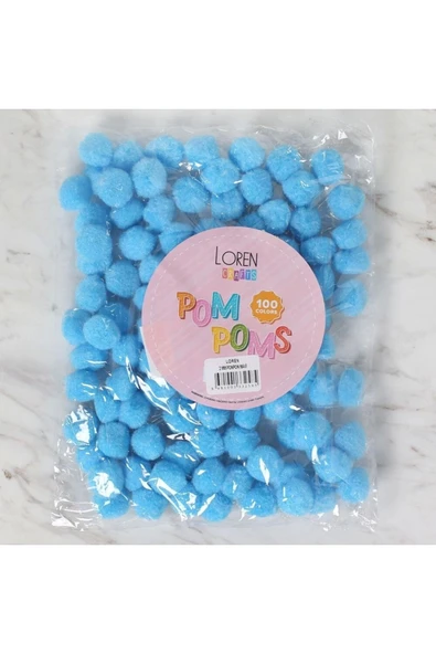 LOREN CRAFTS 2 CM 100 ADET MAVİ PONPON