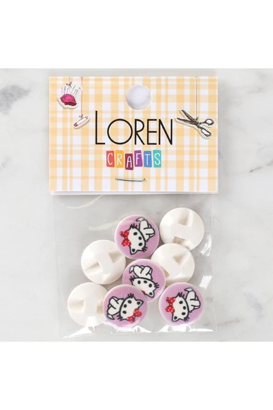 Loren Crafts 8'li Kedi Düğme - 1064
