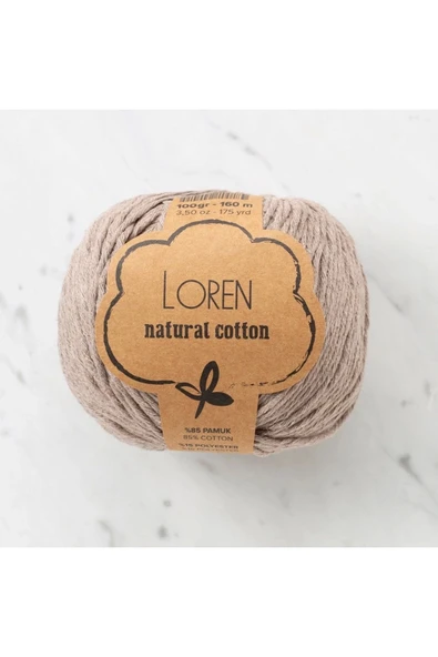 Loren Natural Cotton Vizon El Örgü İpi - R085 - 33924