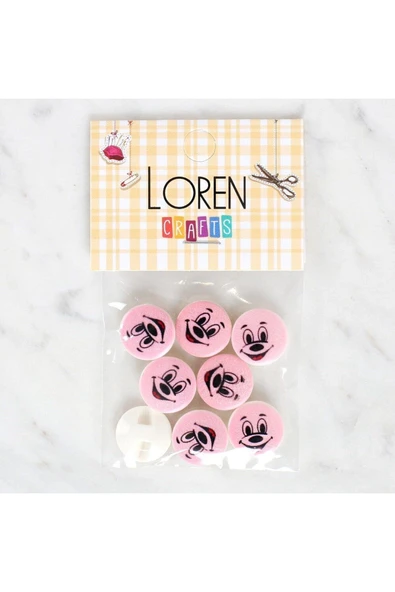 Loren Crafts 8'li Gülen Yüz Düğme - 1035