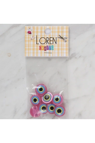 Loren Crafts pembe 8 li nazar boncuğu düğme - 168