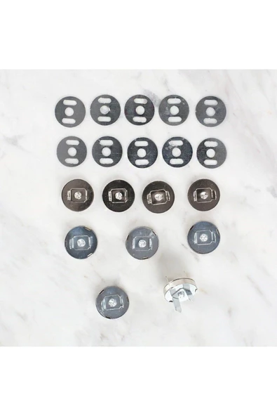 Manyetik Mat Gümüş Metal 5 li Çıt Çıt Set