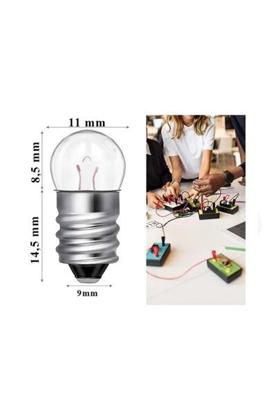 TİFOYS  ( 25 ADET ) Mini Ampul, Deney Setleri için, 2,5 V, Sarı Ampul, Lamba, Elektrik Devresi - 5