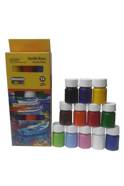TİFOYS  Akrilik Boya 12 Renk 17 ml 1 Paket Akrilik Boya Seti 12 li Ahşap Tuval Taş Ağaç Boyamalar İçin İdea - 1