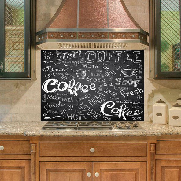 Mutfak Duvar Tezgah Arası Ocak Arkası Sticker Kaplama Coffee Shop