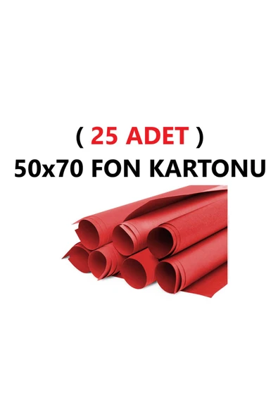 Nova Color  ( 25 Adet ) 50x70 Cm Kırmızı Renkli Fon Kartonu Rulo Canlı Renk Büyük Boy Anaokulu Kreş Okul