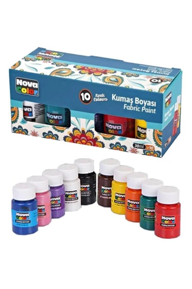 TİFOYS  Kumaş Boyası 10 Renk 30 Ml 1 Paket Tişört Çanta Tekstil Boyası 10 Lu 30 ml Canlı Renkler