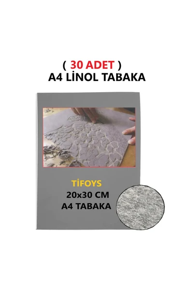 Nova Color  ( 30 Adet ) Linol Tabaka Levha 2,5 mm A4 Boyutunda 1. Kalite Linol Muşamba Gri
