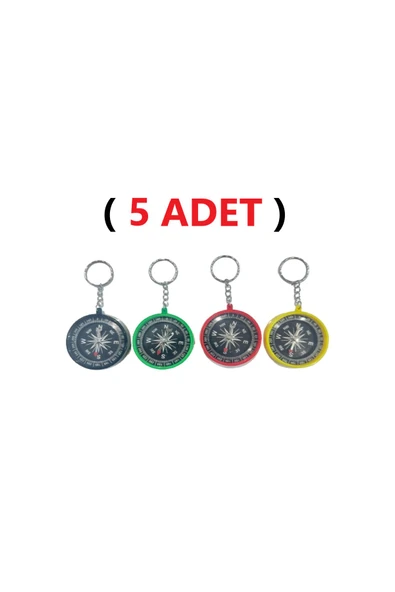 TİFOYS  ( 5 Adet ) Pusula Anahtarlık Renkli Anahtarlık Plastik