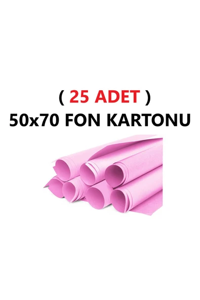 Nova Color  ( 25 Adet ) 50x70 Cm Pembe Renkli Fon Kartonu Rulo Canlı Renk Büyük Boy Anaokulu Kreş Okul
